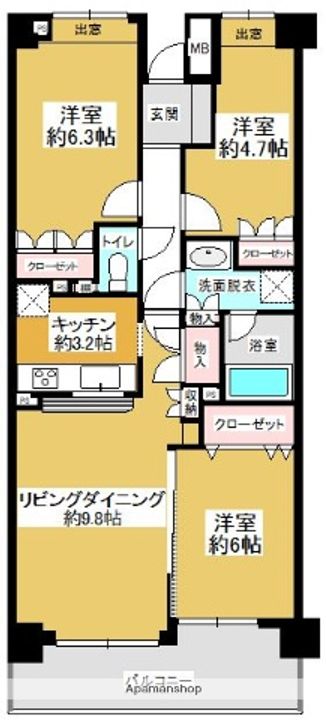 西新・曙パーク・ホームズの間取り
