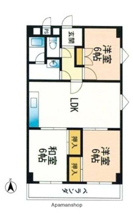 福岡県福岡市中央区今川1丁目の賃貸マンションの間取り