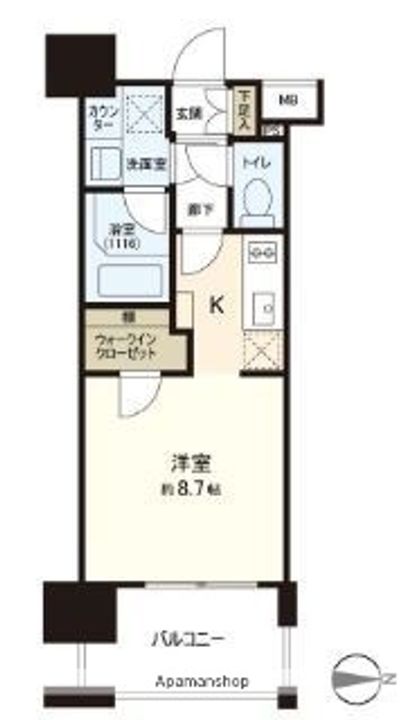 福岡県福岡市中央区大手門1丁目の賃貸マンションの間取り