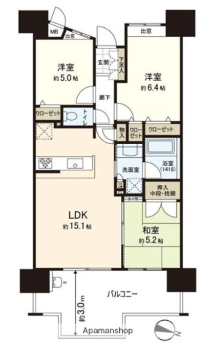 九大学研都市タワー19の間取り