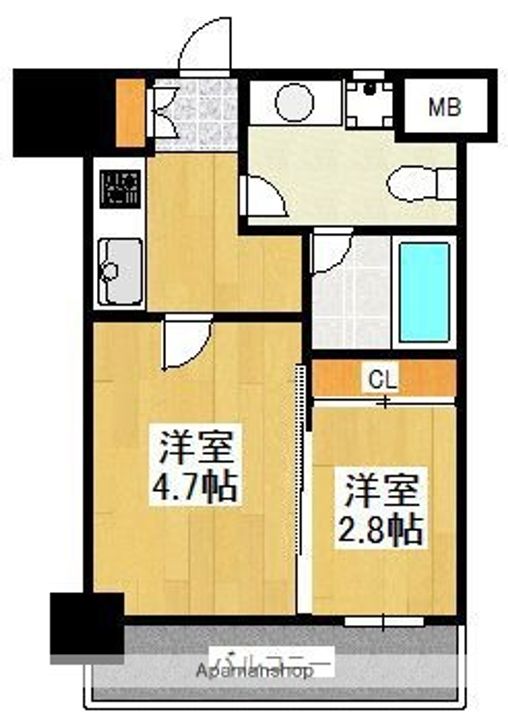 福岡県福岡市中央区高砂1丁目の賃貸マンションの間取り