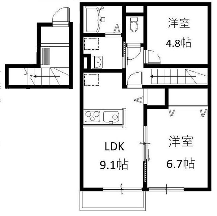 スクエア田村 C202号室の間取り