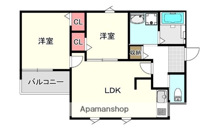 福岡県福岡市南区那の川1丁目の賃貸アパートの間取り