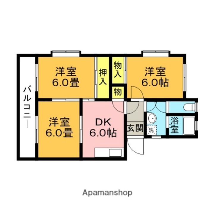 福岡県飯塚市横田の賃貸マンションの間取り