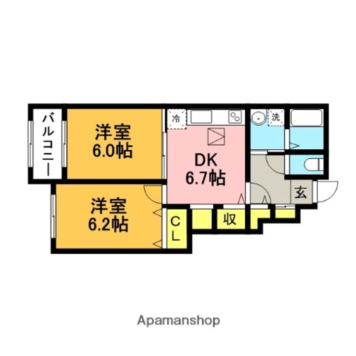 福岡県飯塚市幸袋の賃貸アパートの間取り