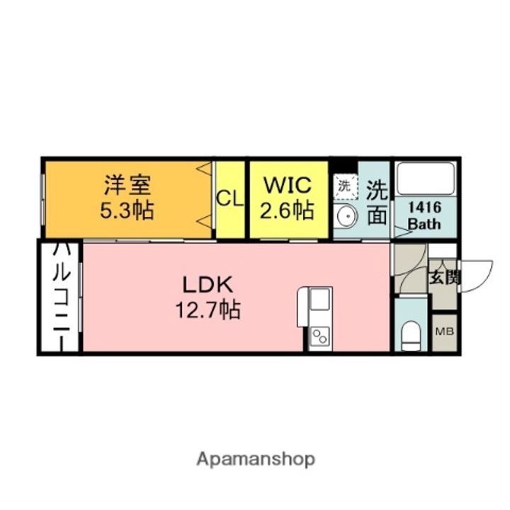福岡県飯塚市幸袋の賃貸マンションの間取り