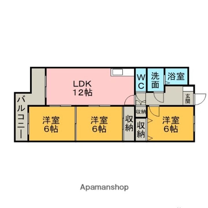福岡県筑紫野市大字筑紫の賃貸マンションの間取り