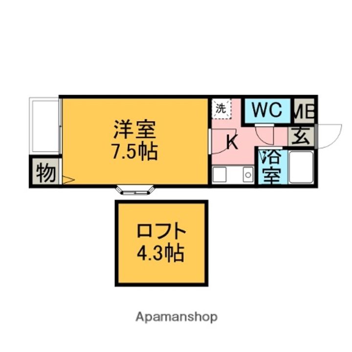 福岡県小郡市大保の賃貸アパート101の間取り