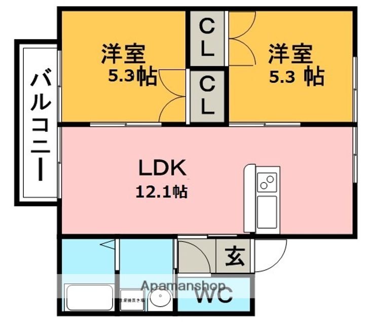 佐賀県三養基郡みやき町大字簑原の賃貸アパート104の間取り