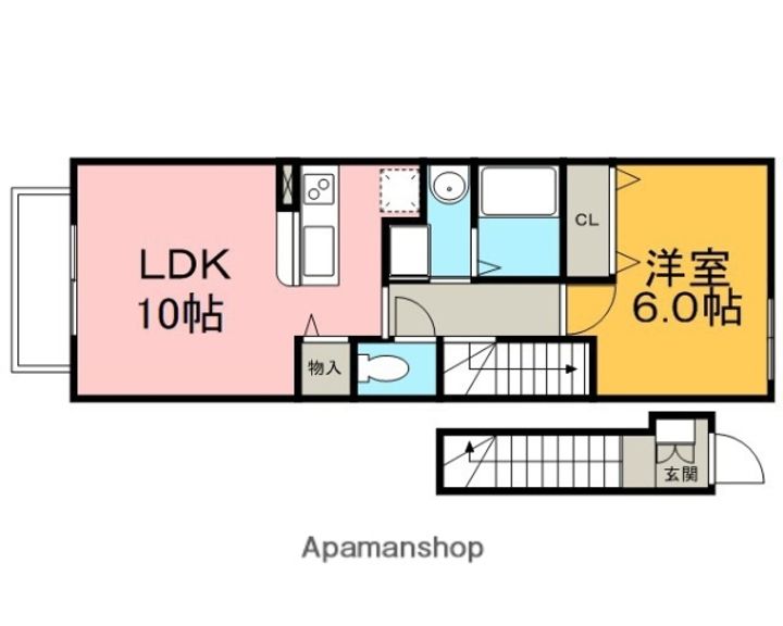 佐賀県鳥栖市古賀町の賃貸アパートⅡ201の間取り