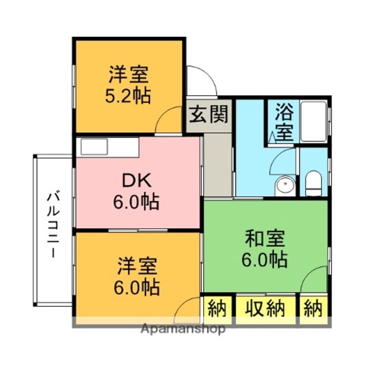 福岡県朝倉郡筑前町依井の賃貸アパートA201の間取り