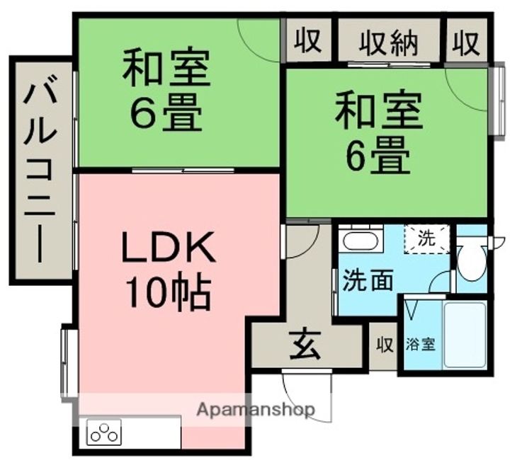 福岡県筑紫野市武蔵4丁目の賃貸アパートA201の間取り