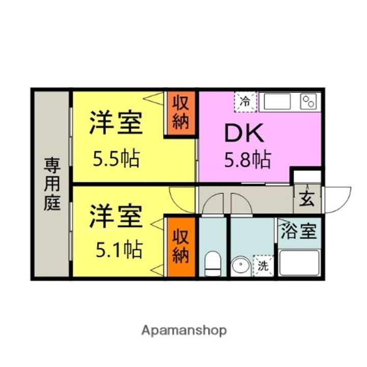 福岡県筑紫野市針摺中央2丁目の賃貸アパートの間取り