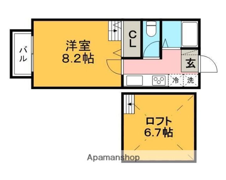 福岡県久留米市田主丸町益生田の賃貸アパート201の間取り