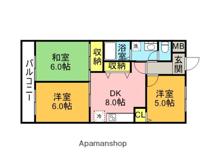 佐賀県鳥栖市元町の賃貸マンション602の間取り