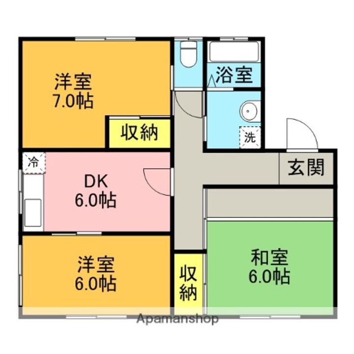 佐賀県三養基郡みやき町大字原古賀の賃貸アパート202の間取り