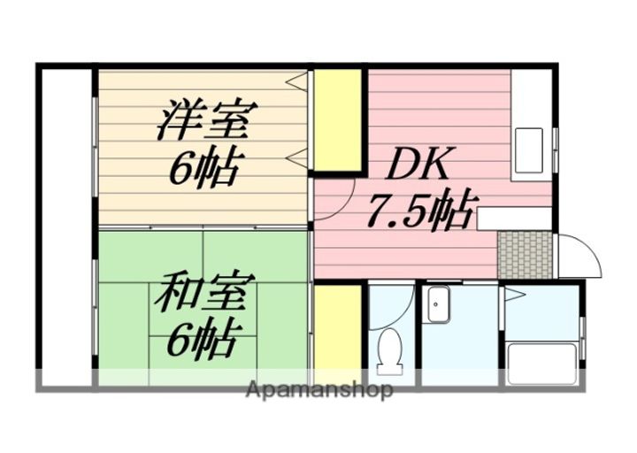 福岡県朝倉市杷木志波の賃貸アパート102の間取り