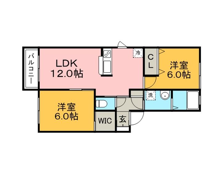 福岡県久留米市小森野1丁目の賃貸アパート201の間取り