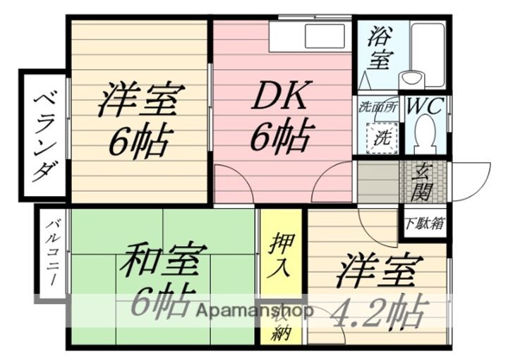 福岡県久留米市田主丸町田主丸の賃貸アパート101の間取り