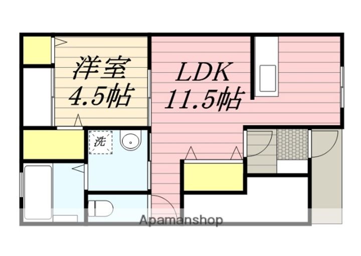 福岡県久留米市田主丸町朝森の賃貸アパートA102の間取り