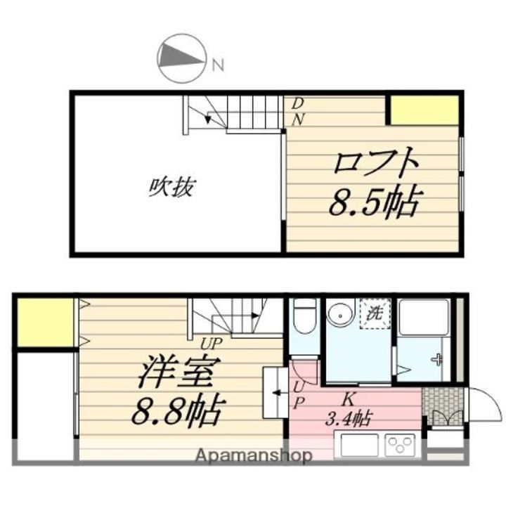 福岡県うきは市吉井町長栖の賃貸アパート206の間取り
