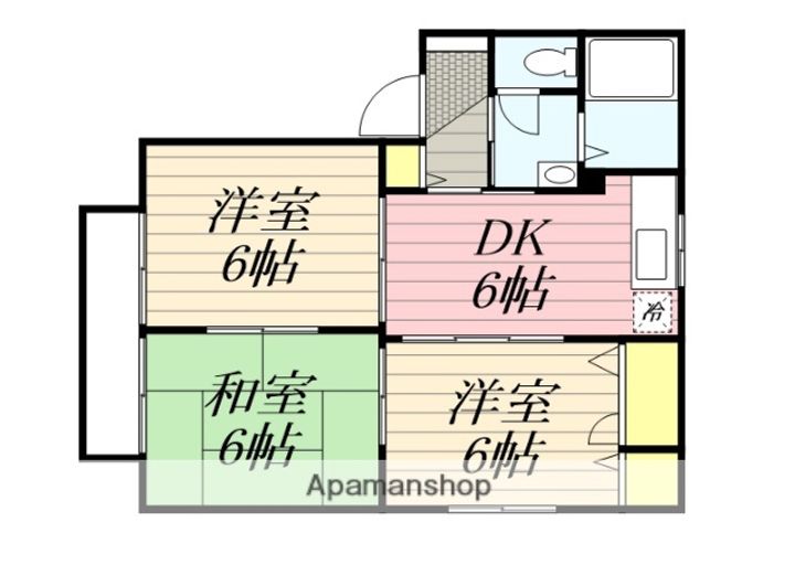 大分県日田市大字渡里清岸寺町の賃貸アパートB201の間取り