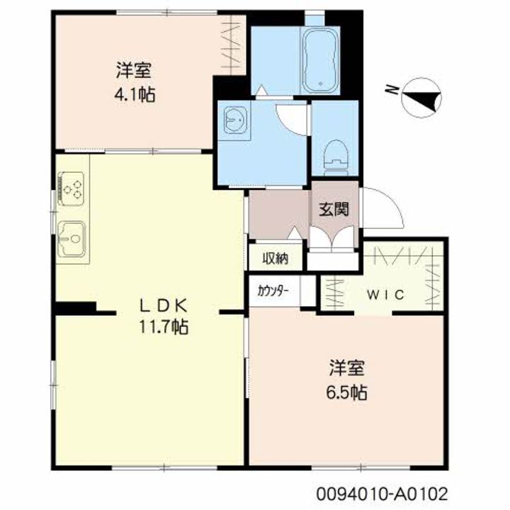 福岡県筑紫野市美しが丘北1丁目の賃貸アパート102の間取り