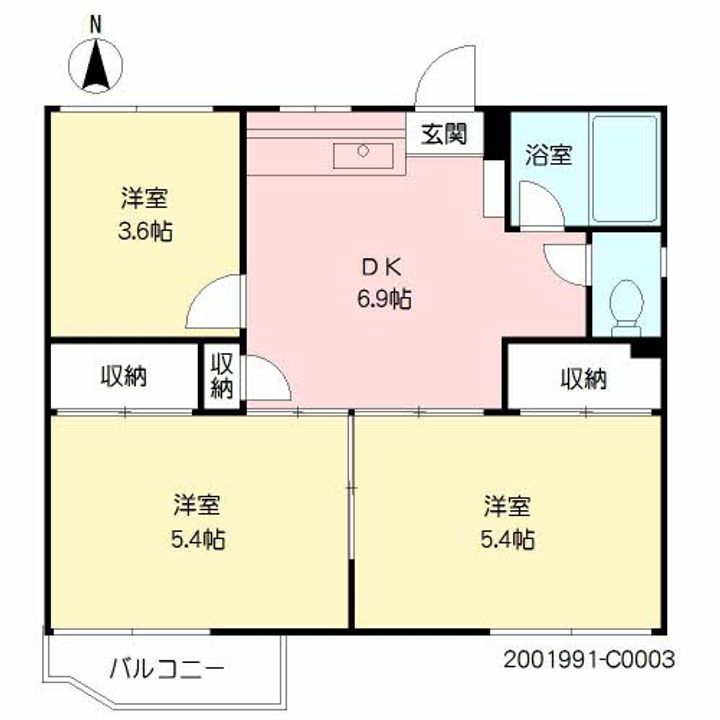 佐賀県鳥栖市松原町の賃貸アパートC3の間取り