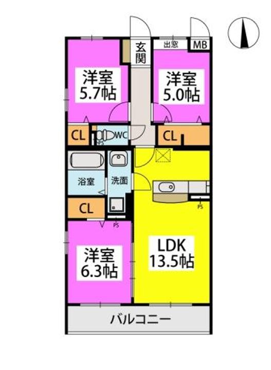 プレジデント正弥小郡の間取り