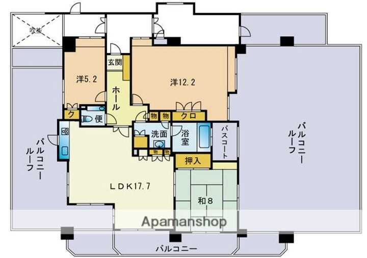 福岡県福岡市早良区百道1丁目の賃貸マンション701の間取り