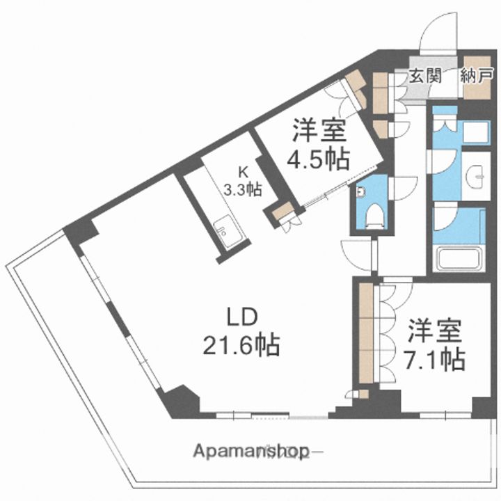 福岡県福岡市中央区地行浜2丁目の賃貸マンション1706の間取り