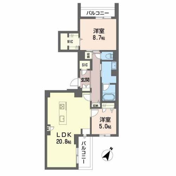 福岡県福岡市南区大楠2丁目の賃貸マンションの間取り