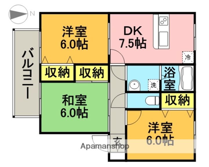 ハミングタウン合川D-202の間取り