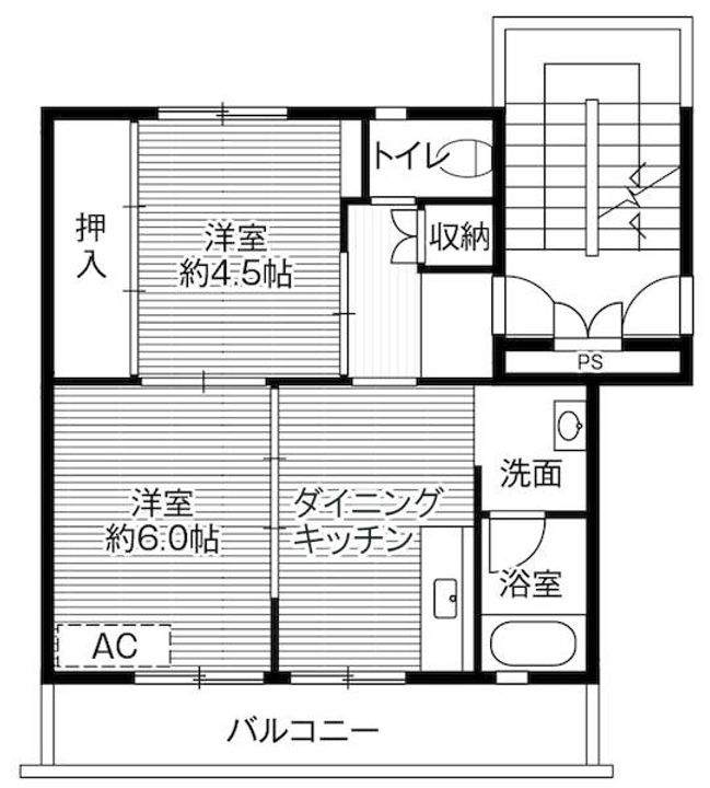 ビレッジハウス村国2号棟の間取り