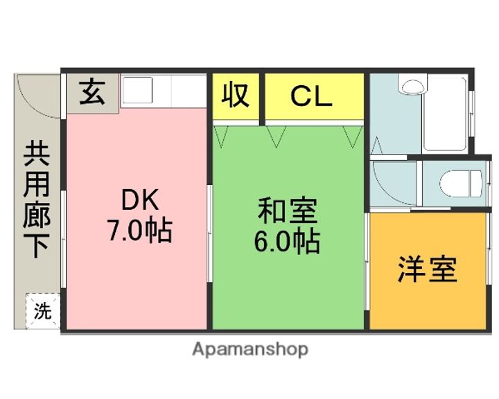 コーポ七条2-201の間取り
