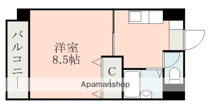 熊本県熊本市中央区本山町の賃貸マンションの間取り