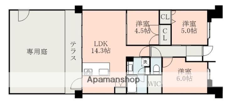 熊本県熊本市北区武蔵ケ丘9丁目の賃貸マンションの間取り
