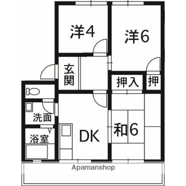 熊本県熊本市中央区坪井1丁目の賃貸アパートの間取り