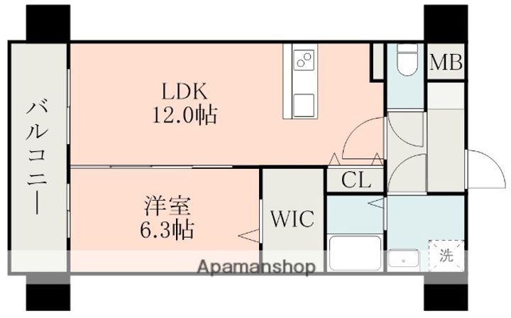 熊本県熊本市中央区内坪井町の賃貸マンションの間取り