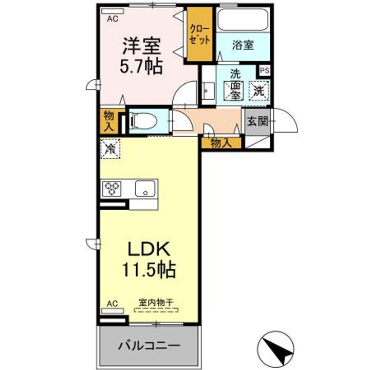 DーROOM隈府 A棟の間取り