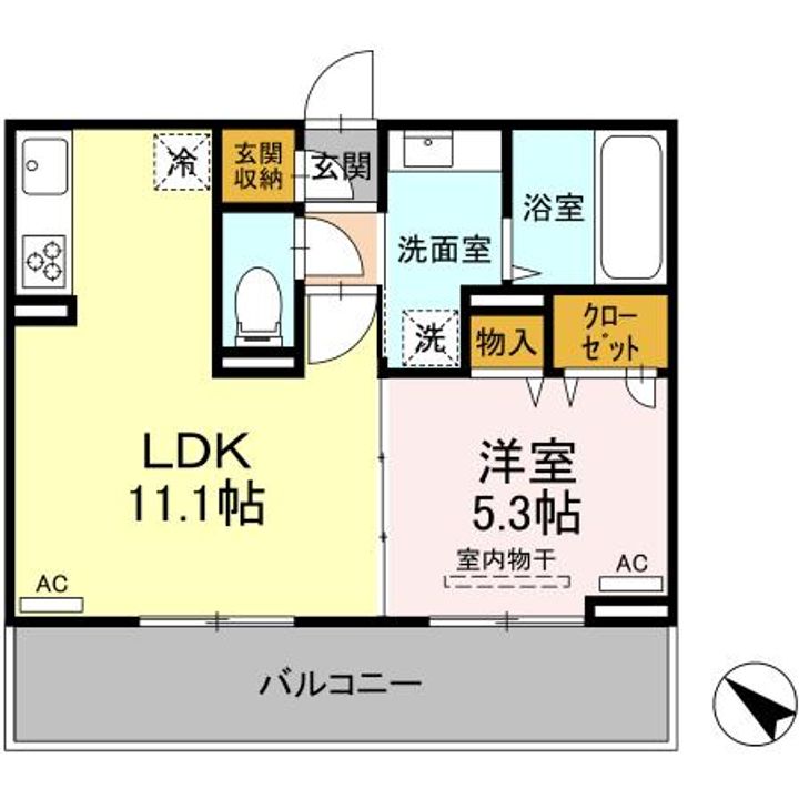 DーROOM隈府 A棟の間取り