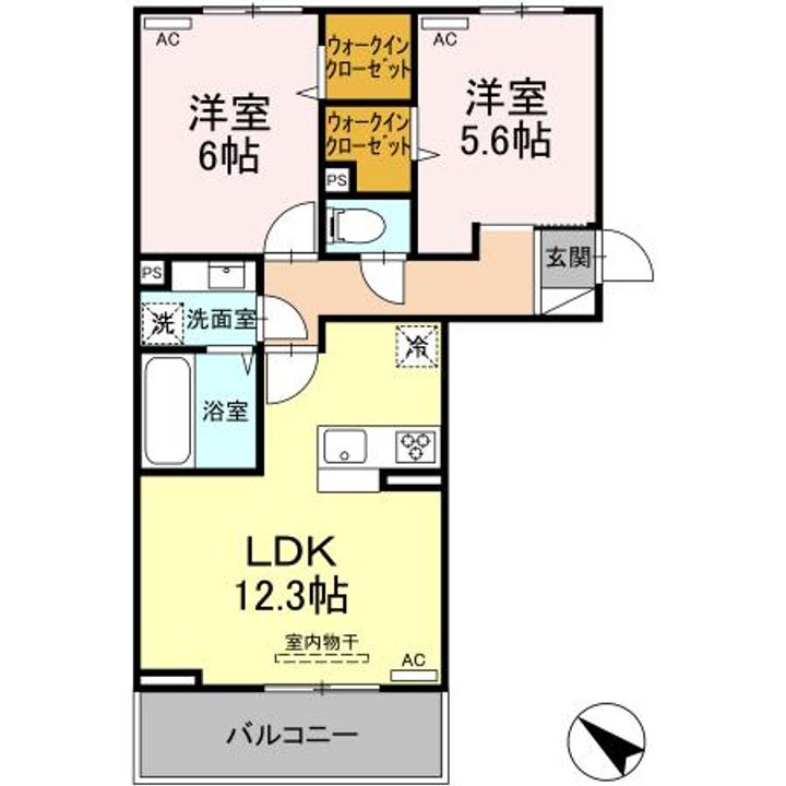 DーROOM隈府 B棟の間取り