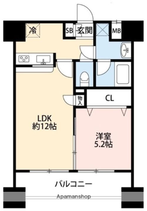 熊本県熊本市中央区新町3丁目の賃貸マンションの間取り