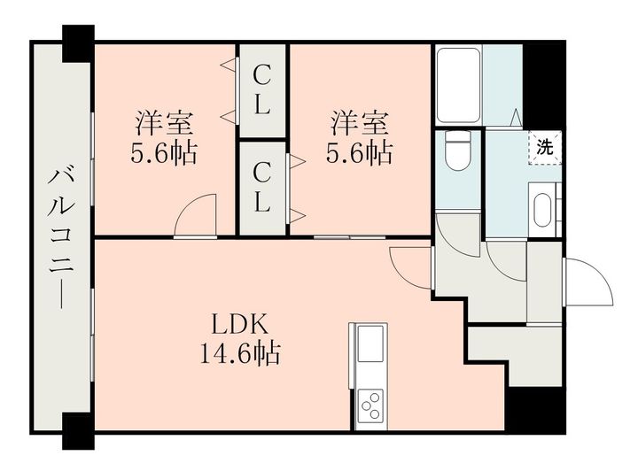 熊本県熊本市北区楡木1丁目の賃貸マンションの間取り