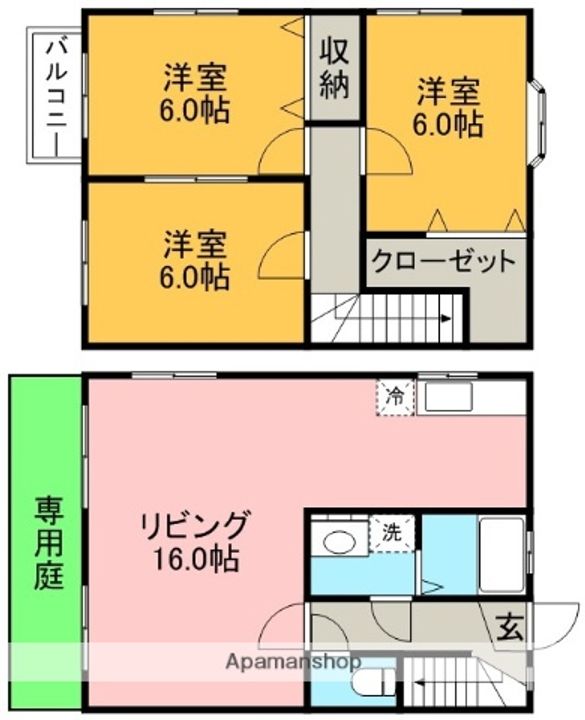 熊本県熊本市北区楡木4丁目の賃貸アパートの間取り