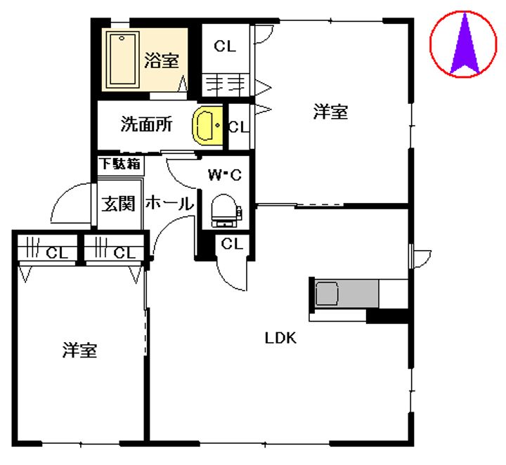 熊本県熊本市北区植木町一木の賃貸アパートの間取り