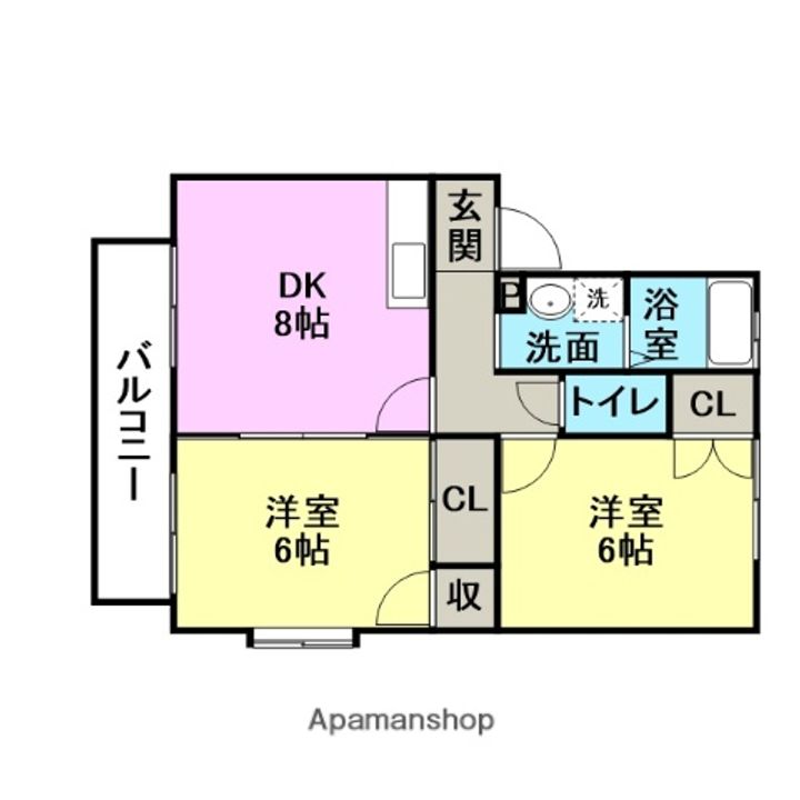 熊本県熊本市南区八幡6丁目の賃貸アパートの間取り