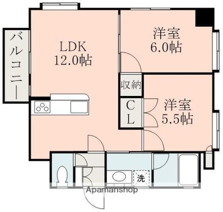 熊本県熊本市中央区南熊本5丁目の賃貸マンションの間取り
