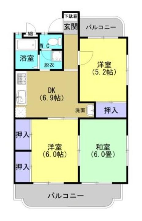 ツインハイムA201の間取り