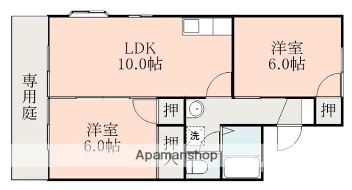 熊本県熊本市南区江越2丁目の賃貸アパートの間取り